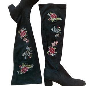 Impo faux suede over the knee embroidered boot